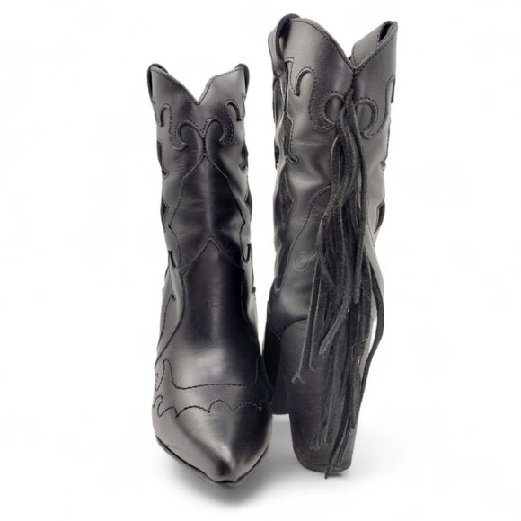 Dingo Women's Size 7 M Black Lady's Night Fringe Leather Western Ankle Booties - Picture 8 of 13